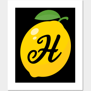 Lemon Letter H Alphabet Initial Monogram H Last Name Harris Posters and Art